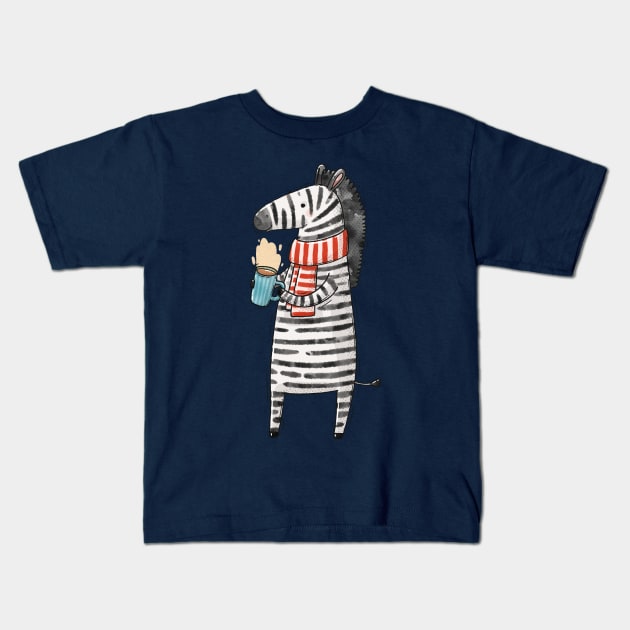 COFFEE ZEBRA Kids T-Shirt by Tania Tania